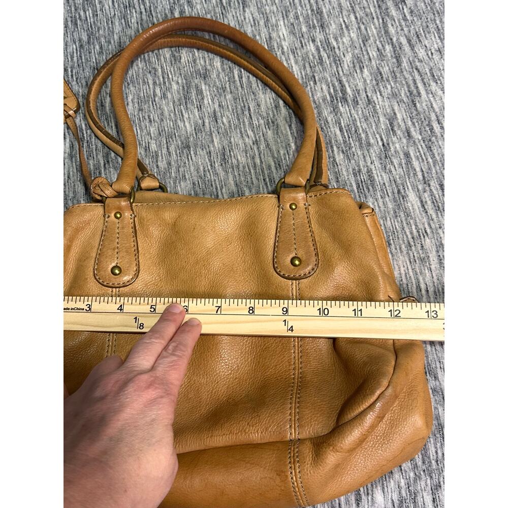 Fossil Camel Brown Leather Satchel Shoulder Bag Vintage Boho Everyday Purse - Picture 14 of 14